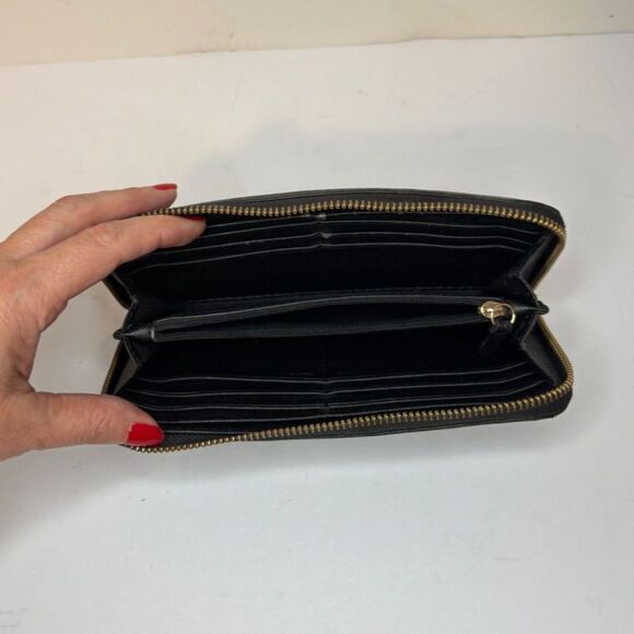 FOSSIL Sydney Zip Around Black Wallet Leather Gold Detail Designer - Picture 5 of 8